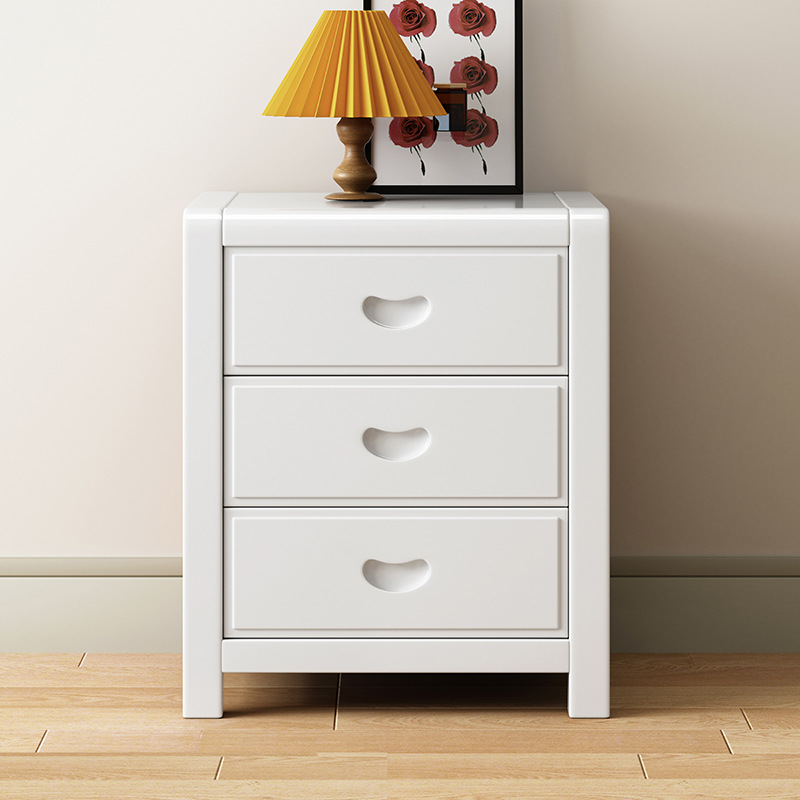 Oro de seda de nogal de madera maciza de tres cajones mesita de noche moderna minimalista dormitorio armario de noche gabinete de almacenamiento de lujo