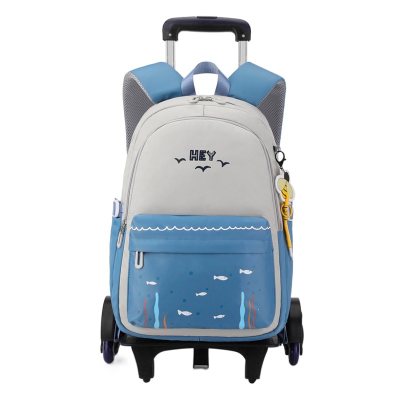 Natural Fish nuevo grado 2 a 6 escalera escalada carro mochila Junior High School niños gran capacidad desmontable entrega de una sola pieza