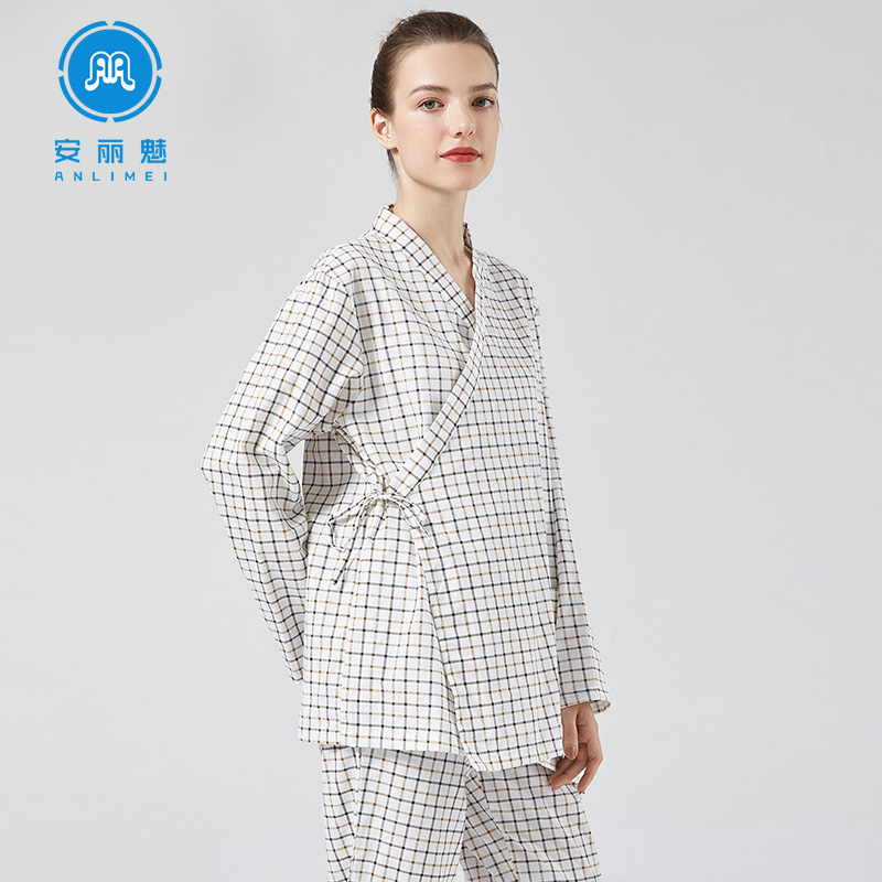 Pure Cotton Hospital Gown for Women, Easy to Put on and Take Off, Patient Pajamas Split Suit, Men's Hospital Patient Care Suit