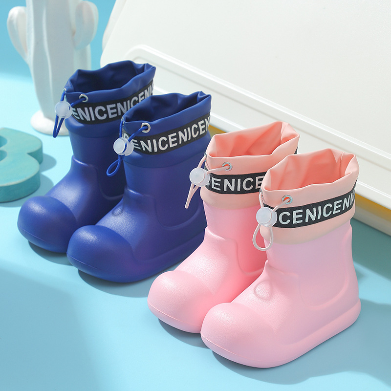 Boys and Girls Girdle Rain Boots Eva Outdoor Kidsren's Boys Water Shoes Students Soft Sole Non-Slip Kidsren's Rain Shoes