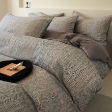 冬季100%全棉磨毛四件套纯棉印花加厚被套床单床笠款轻奢床上用品