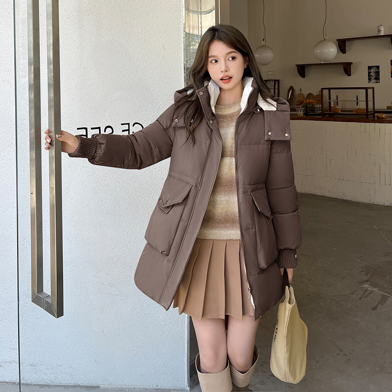 Mujeres de algodón coreano de estilo largo invierno 2025 moda universal calentamiento suelto chaqueta de algodón grueso abrigo de algodón image 7