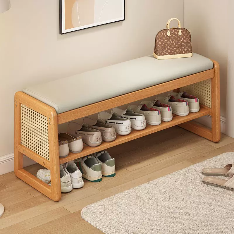 新中式换鞋凳门口可坐入户门单层鞋架家用玄关软包鞋