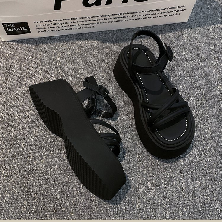 Sandalias romanas para mujeres 2026 nuevo estilo de verano para usar sandalias de fondo grueso de fondo blando francés versátil sandalias de playa de nicho