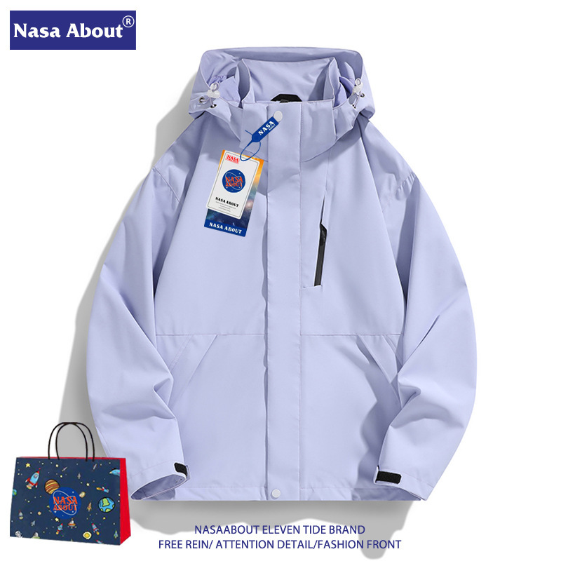 NASA冲锋衣三合一男女外套新款防风防雨春秋季登山服两件套潮|undefined