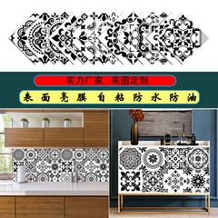 16片新款復古仿真瓷磚貼客廳廚房浴室樓梯裝飾自粘可移除表面亮膜