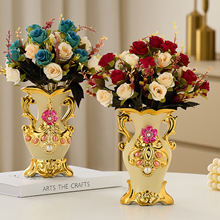 欧式陶瓷台面花瓶客厅插花电视柜摆件创意室内摆设干花花瓶装饰品