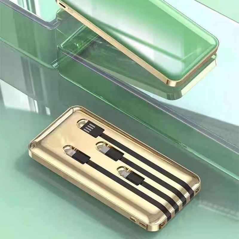 Teléfono móvil portátil cargador tesoro de viaje al aire libre con cuatro líneas de salida espejo poroso fuente de alimentación móvil para compartir stock