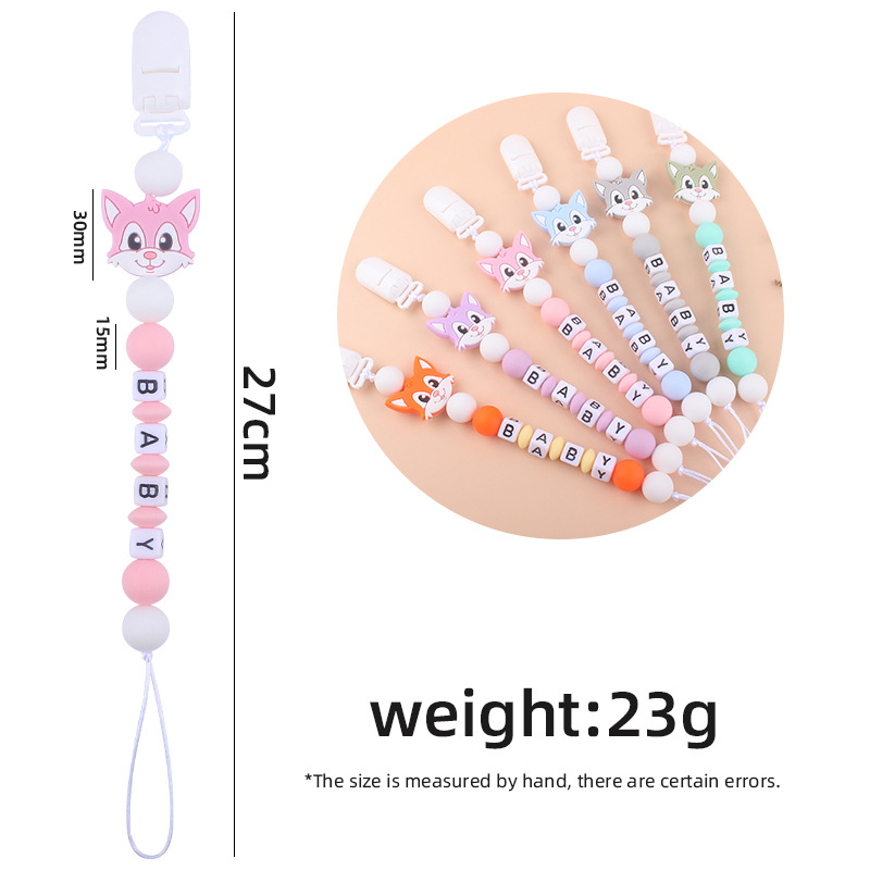 Nuevo bebé suministros chupete cadena bebé creativo dibujos animados animal gato silicona mordedura pegamento anti-gota cadena