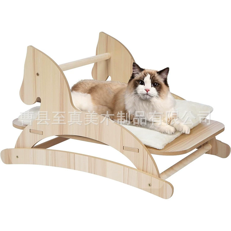 Деревянная кошка гнездо лошади кровать для кошек креативная маленькая кошка-качалка кресло для домашних животных игрушка массивная деревянная кошка-качалка