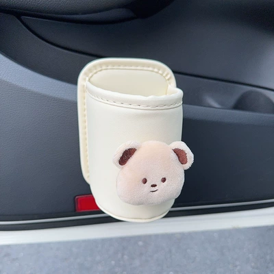 Cup Holder, Car Door – Car cup holder/beverage holder - plush-bear-off-white-storage-bucket-ready-for-delivery