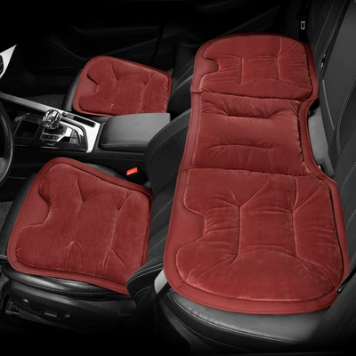 Wool pad | cushion seat cushion rear car - three-piece-volcanic-red-set-with-front-and-rear-rows