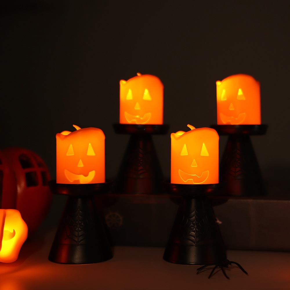 suministros de Halloween led calabaza candelabro lámpara de fiesta atmósfera decoración accesorios vela de halloween