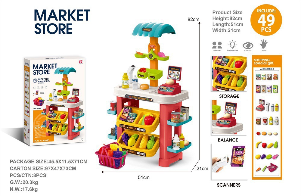 Transfronterizos niños simulación supermercado mesa de compras escanear caja registradora supermercado carro de compras mesa de venta juguetes de supermercado