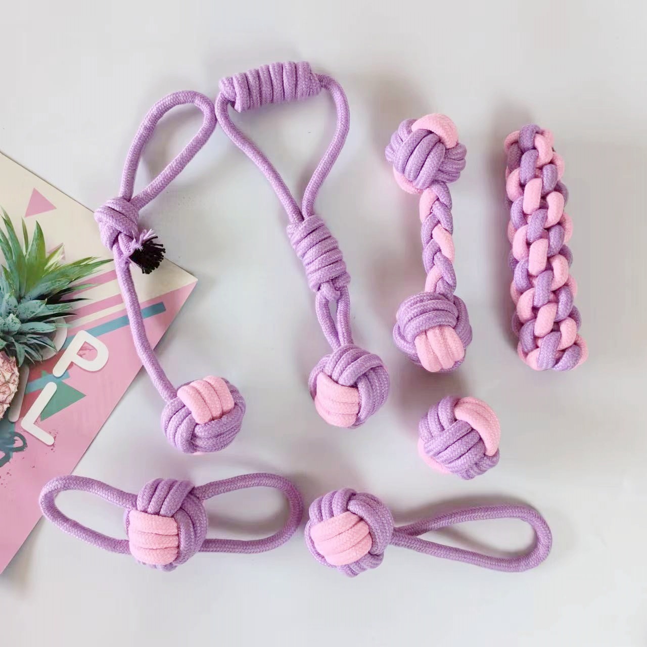 Juguetes para perros al por mayor cuerda de algodón tejida molar resistente a la mordedura Limpieza de dientes juguetes para mascotas traje cuerda nudo bola suministros para perros