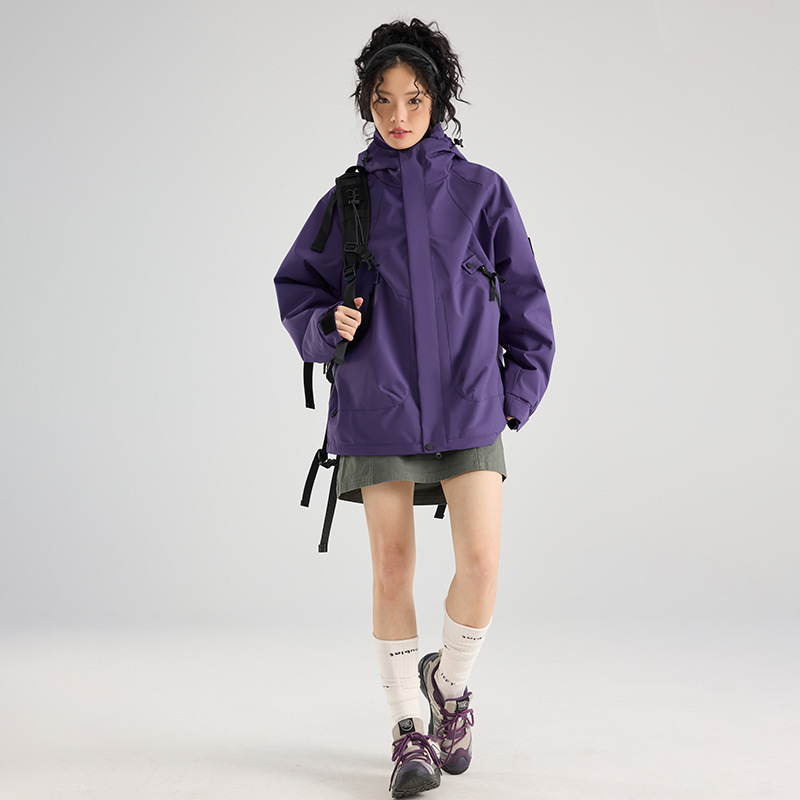 新款户外硬壳冲锋衣女三合一秋冬款连帽风衣外套防风防水登山服男|undefined