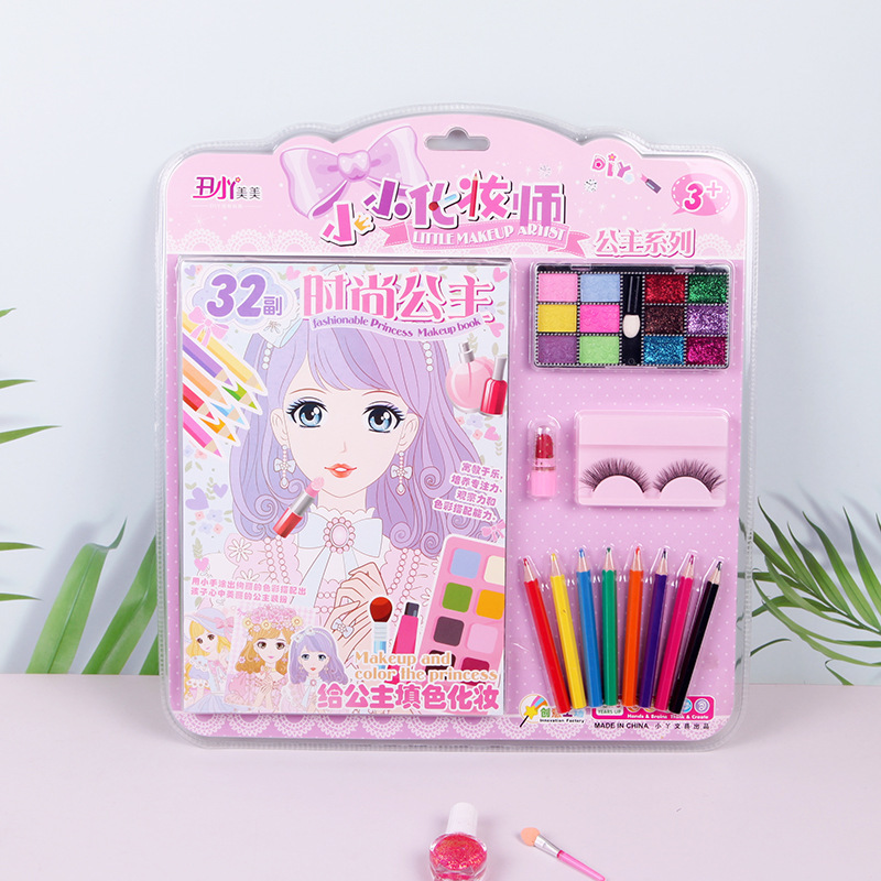 Little makeup artist children makeup painting Girl makeup toys creative handmade DIY graffiti painting color painting suit