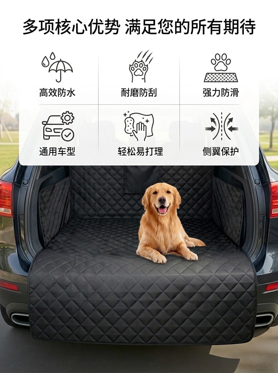 Car pet mat made of Oxford cloth, waterproof, dirt-resistant, non-slip, anti-stain, portable and easy to store, universal for car trunks
