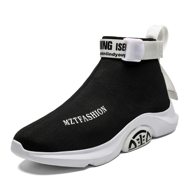 Leisure high-top knitted sneakers with elastic socks, platform low boots, sports shoes, comfortable footwear