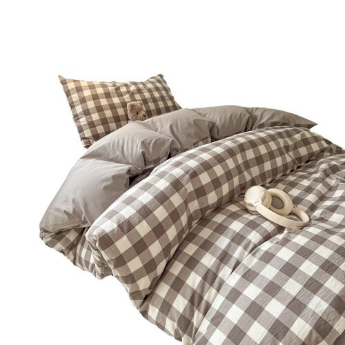 Japanese minimalist windfall washed cotton four-piece set, student-friendly soft cotton bed sheet three-piece set, simple INS style sub-bedding