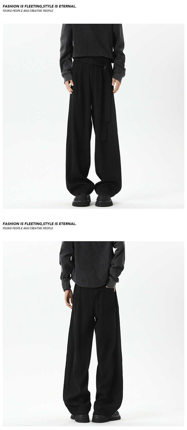 Kaffeefarbene Herren Stoffhose Mit Gürtel Und Geradem Bein_voghion.com