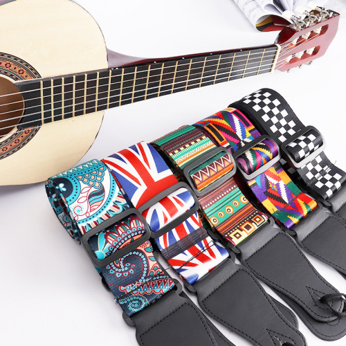 Guitar strap heat transfer folk guitar printed polyester ethnic style printed tape classical electric guitar universal shoulder strap