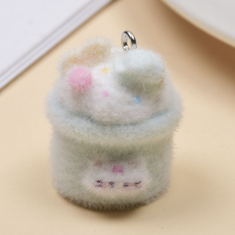 植毛かわいい動物ケーキバニーペンダント漫画 diy 植毛ペンダント携帯電話チェーンバッグペンダントアクセサリー|undefined