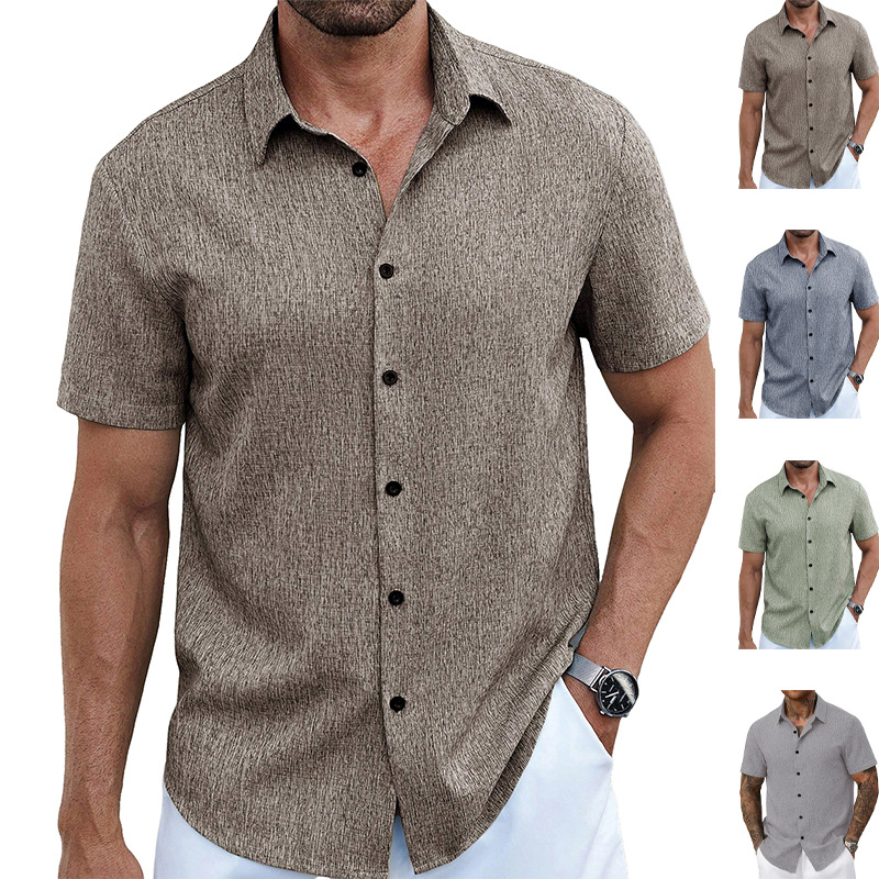 Nuevo transfronterizo Europa y América Amazon verano nuevo cuello de manga corta camiseta de negocios camiseta casual para hombre