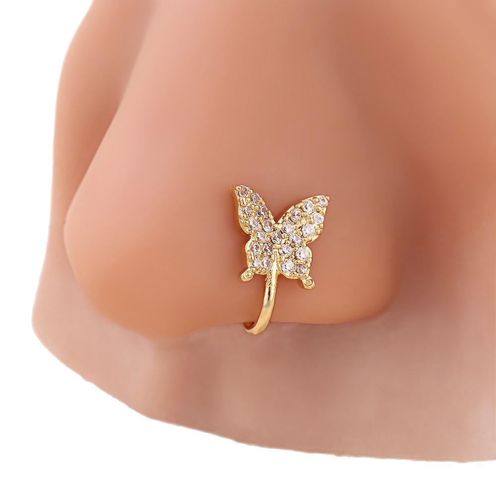Piercing naso farfalla zircone forma a u senza foratura_voghion.com