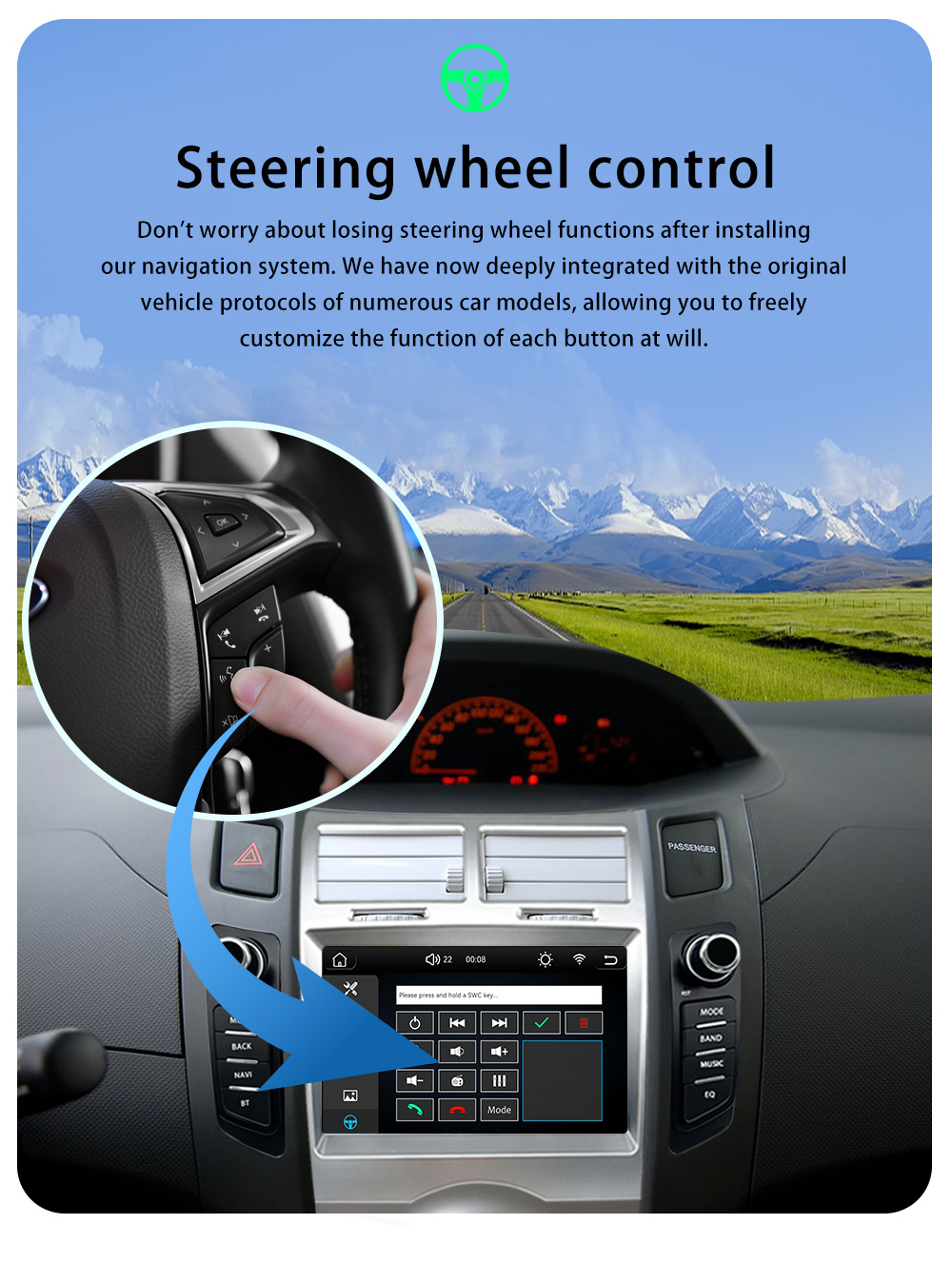 Suitable for Toyota Yaris Xp90Vitz Car Central Control Screen Bluetooth Navigation Reversing Image Radio