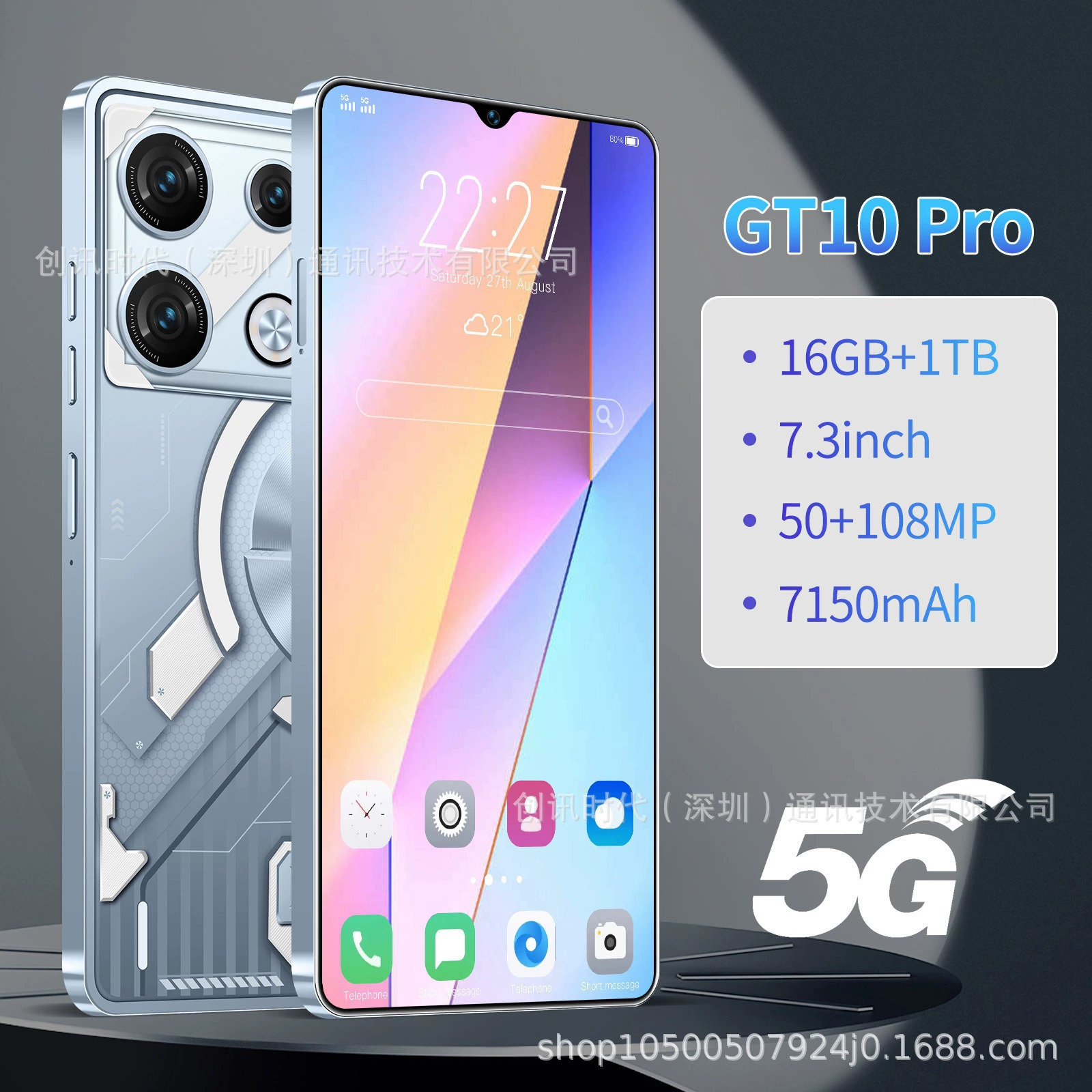 Мобильный телефон и умные часы Pro, Android 3G, 16 ГБ памяти, Dual SIM, черный или белый