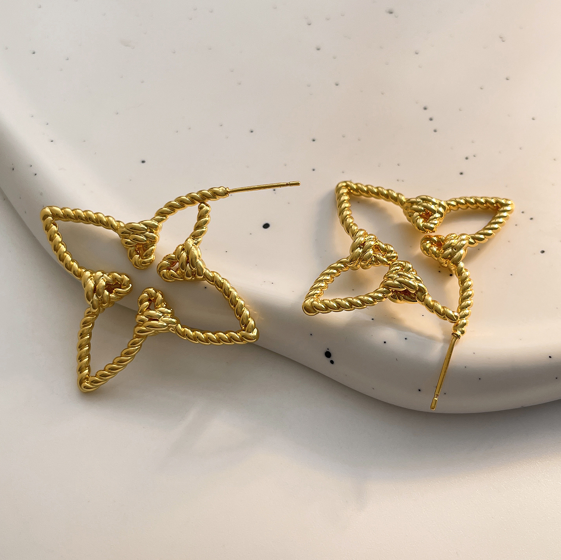 Copper Ear Needle Material 1 Pair Vacation Simple Style Star Plating Copper Earrings