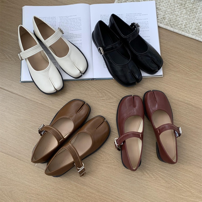 Korean Chic Matchinging Wang Zha Split-Toe Mary Jane Shoes 2024 Spring New Retro Shallow Mouth Slimming Look Flats Shoes Korean Chic Matchinging Wang Zha Split-Toe Mary Jane Shoes 2024 Spring New Retro Shallow Mouth Slimming Look Flats Shoes
