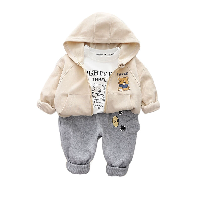 Autumn children's set for boys, cartoon cute hoody, western style, with little bears, 3 piece set