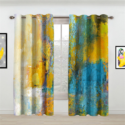 Oil Painting personality curtain Black silk shading Home simple and easy Foreign trade sources curtain finished product wholesale