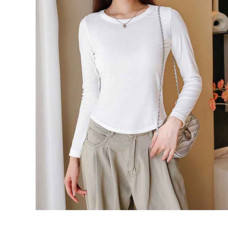 Camisa de fondo delgada para mujer otoño e invierno diseño irregular sentido de la camisa pequeña de estilo occidental terciopelo alemán cálido interior con camiseta de manga larga