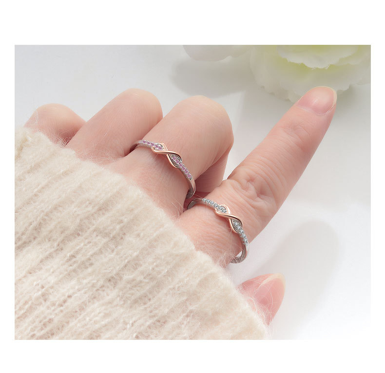 Infinity Pattern 925 Sterling Silver Zircon Infinity Rings 925 Sterling Silver Rings