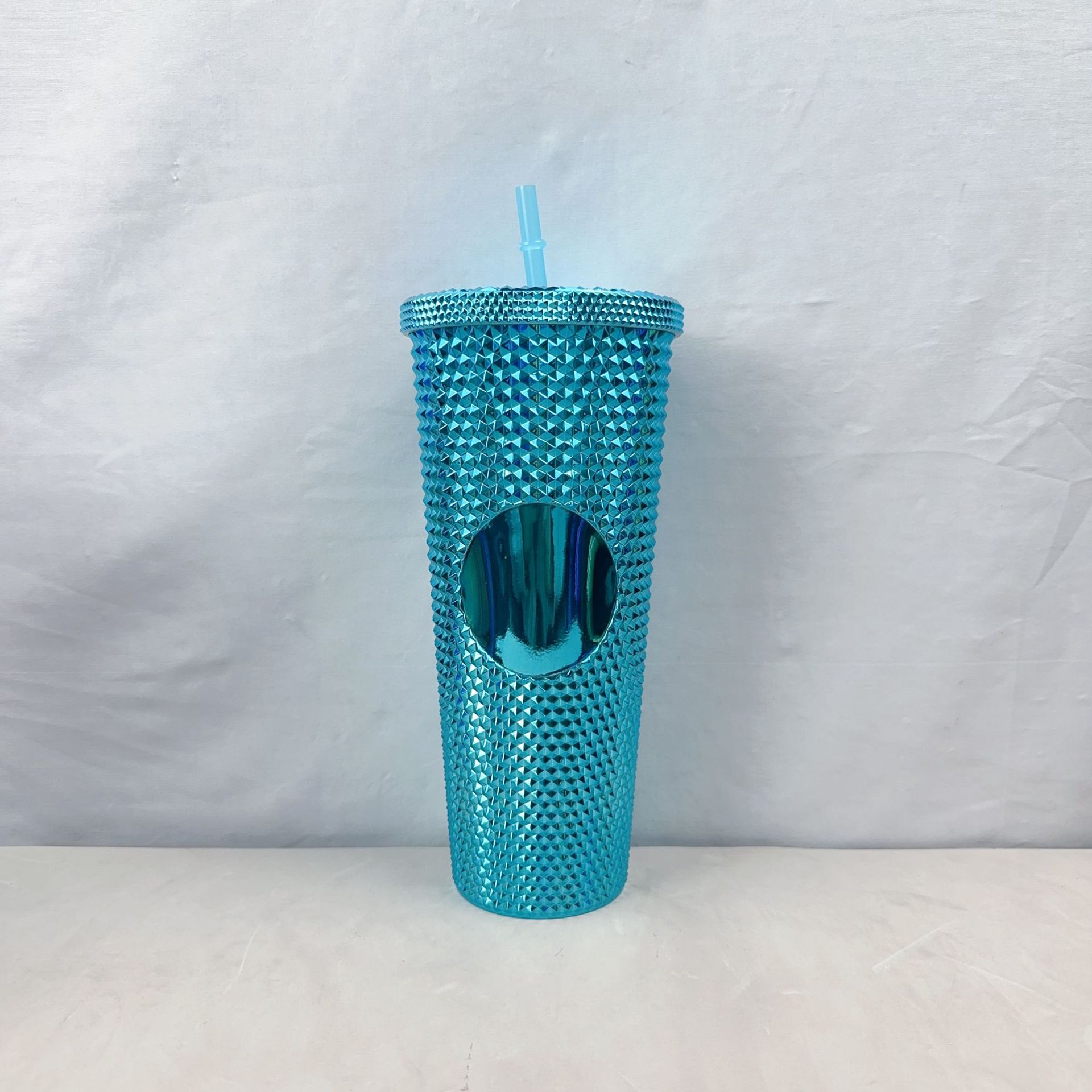 Taza transfronteriza Taza de agua Taza de plástico de doble capa Taza de paja Taza de agua Taza Xingba Taza de paja con tapa Taza de durian galvanizado