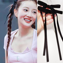 李小璐同款双马尾黑色蝴蝶结发夹对夹芭蕾风丝带发夹编发发夹