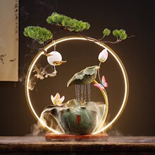 创意循环流水生财办公室桌面装饰招财加湿器客厅摆件乔迁开业礼品
