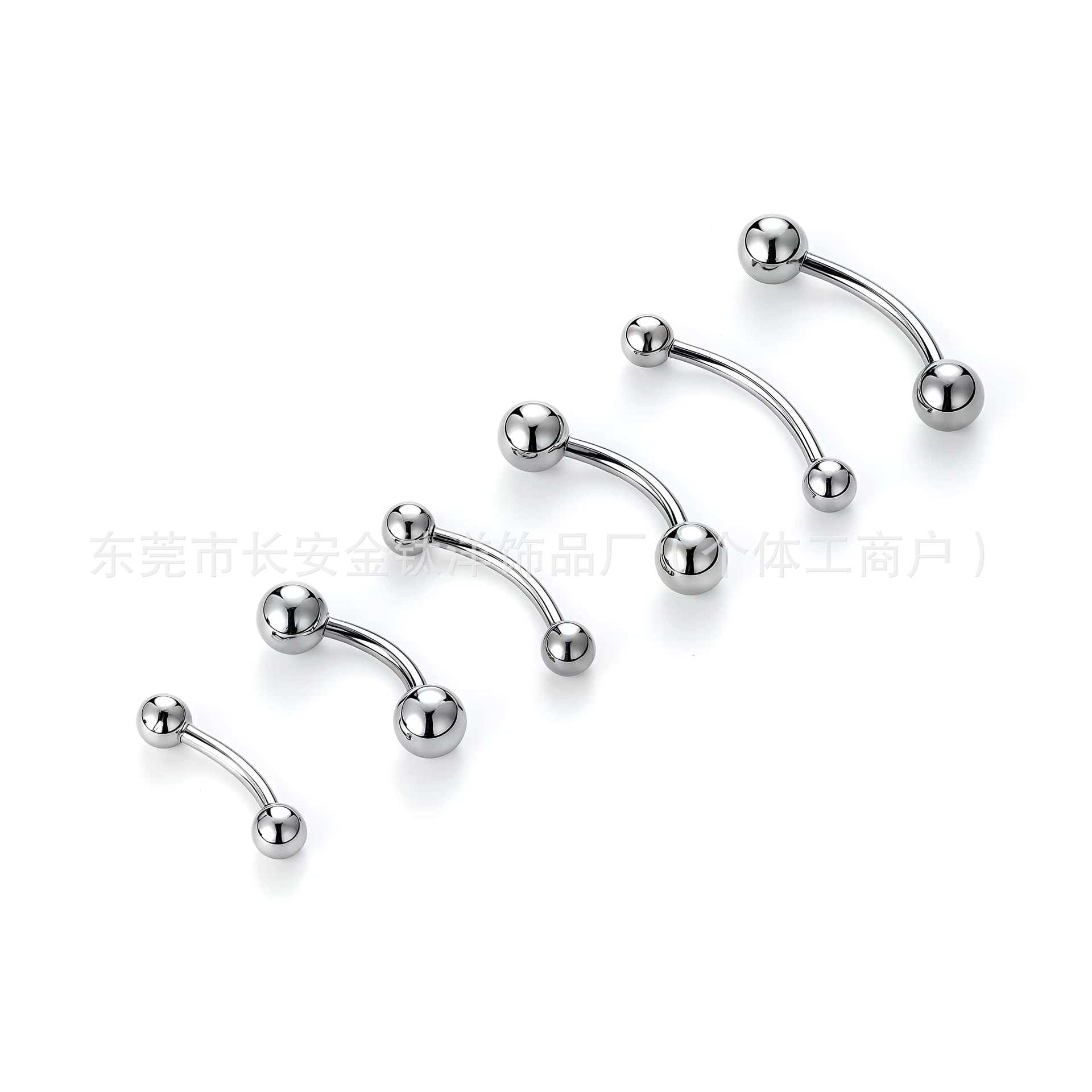 F136 Titanium Curved Barbell Internally Threaded Navel Eyebrow Ring 1.6mm x 16mm 5mm Balls Body Piercing Jewelry detail image 8