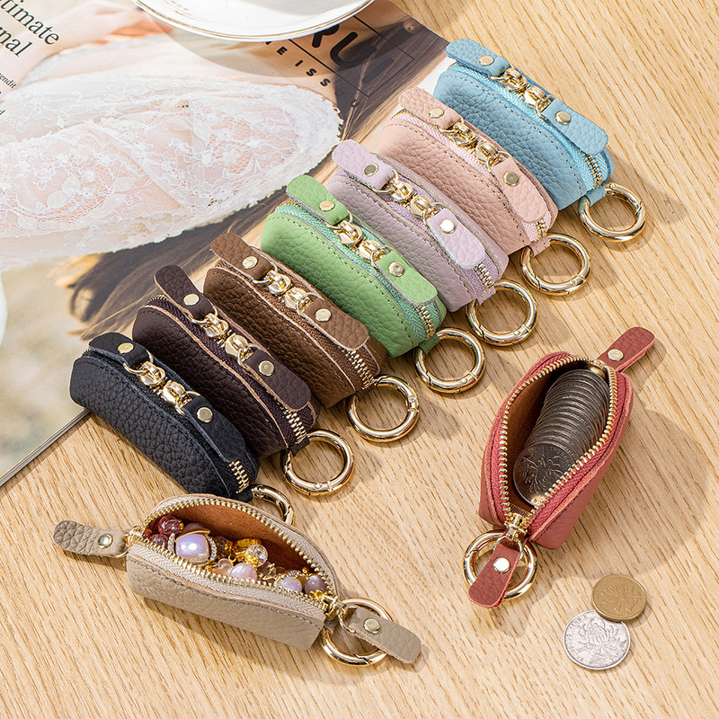 Genuine Leather Japanese-Style Compact and Exquisite Coin Purse Key Holder for Women, Portable Mini Coin Purse for Cross-Border Use