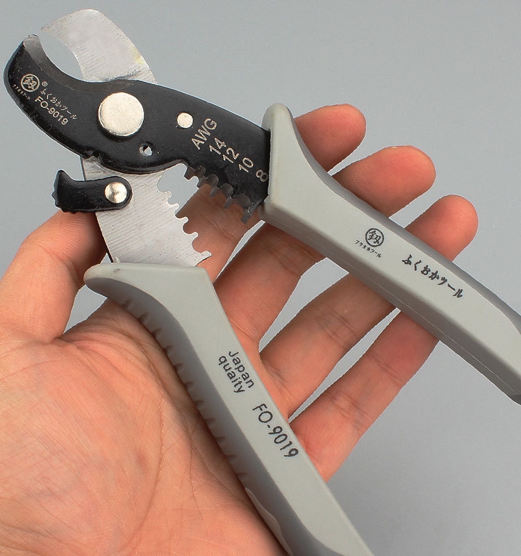 日本福冈剥线钳电缆钳子多功能电工工具线不锈钢削皮剪线钳