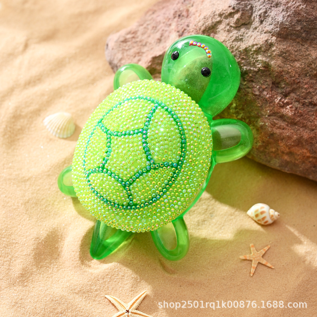 17 cm Diamante de puntos Tortuga grande Luminoso Paquete de material hecho a mano Nuevo lindo almacenamiento de tortuga Juguetes de decoración de tortuga pequeña