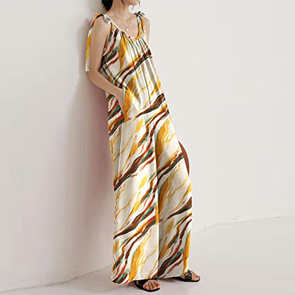 Summer Women Clothing Printed Sling Loose Casual Jumpsuit