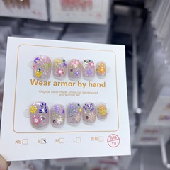 穿戴甲春夏款短款美甲夢幻話語小清新甲片彩色雛菊花瓣手工穿戴甲