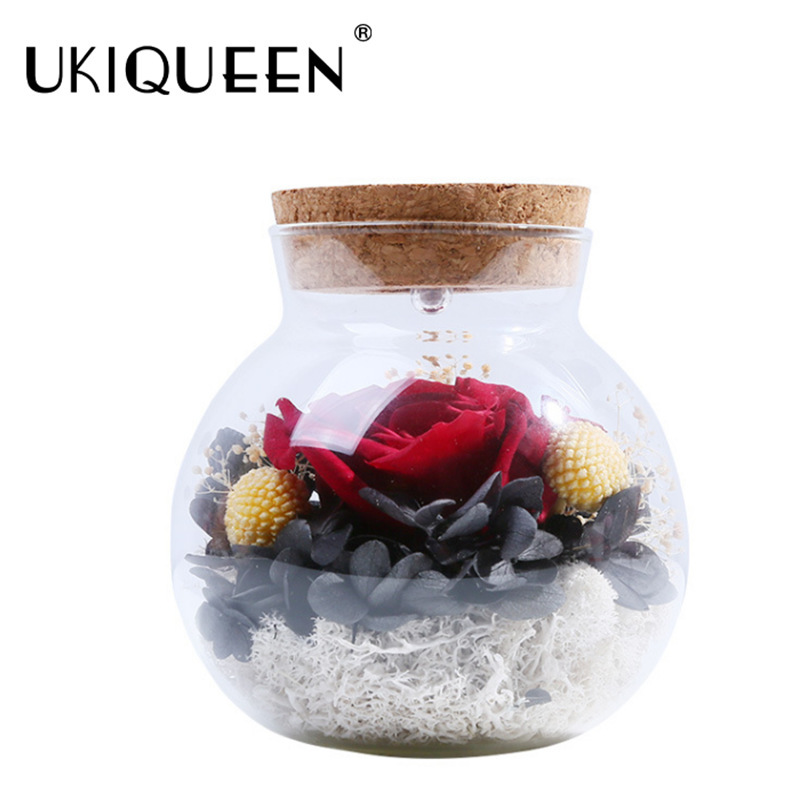 Yunnan inmortalidad flor rosa botella de deseo copa de vidrio temporada de graduación para maestros y estudiantes regalos de cumpleaños superiores al por mayor