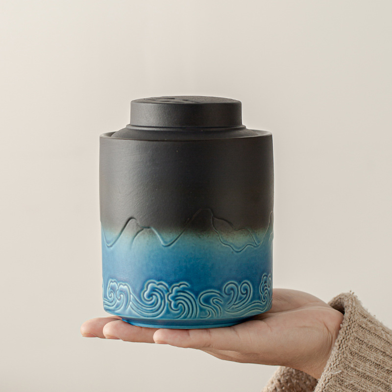 日式简约茶叶罐陶瓷密封罐家用普洱红茶防潮储存罐空罐精品高档
