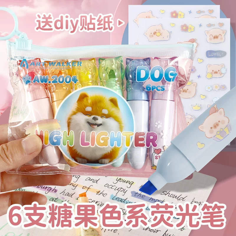 Cute small fluorescence marker for students, children's crayons, set