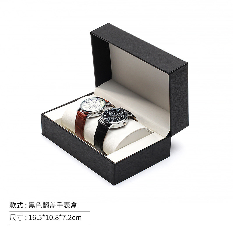 Caja de reloj con tapa de PU, caja de reloj de par de parejas, caja de regalo con conjunto de collar de reloj, joyero, lista para románticos